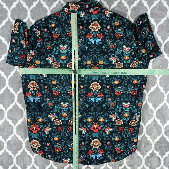 Super Mario Shirt Mens 2XL Black Floral Button Up Short Sleeve Video Game - Picture 5 of 9